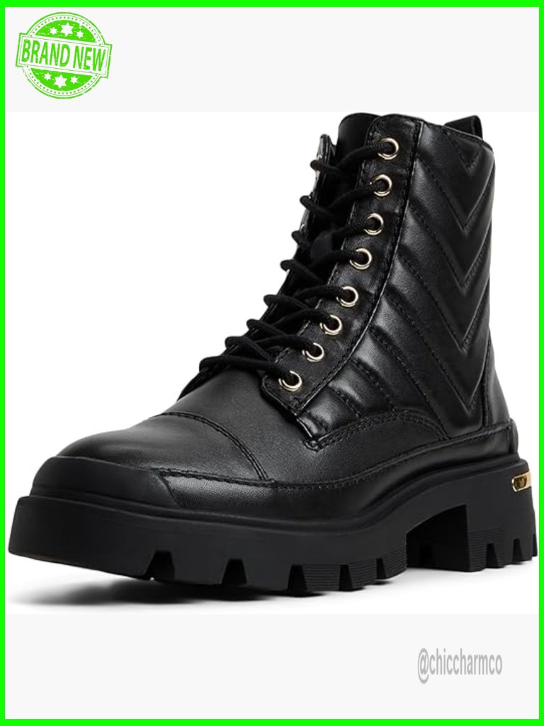 Leather Combat Ankle Booties With Zip Closure Chunky Lug Sole